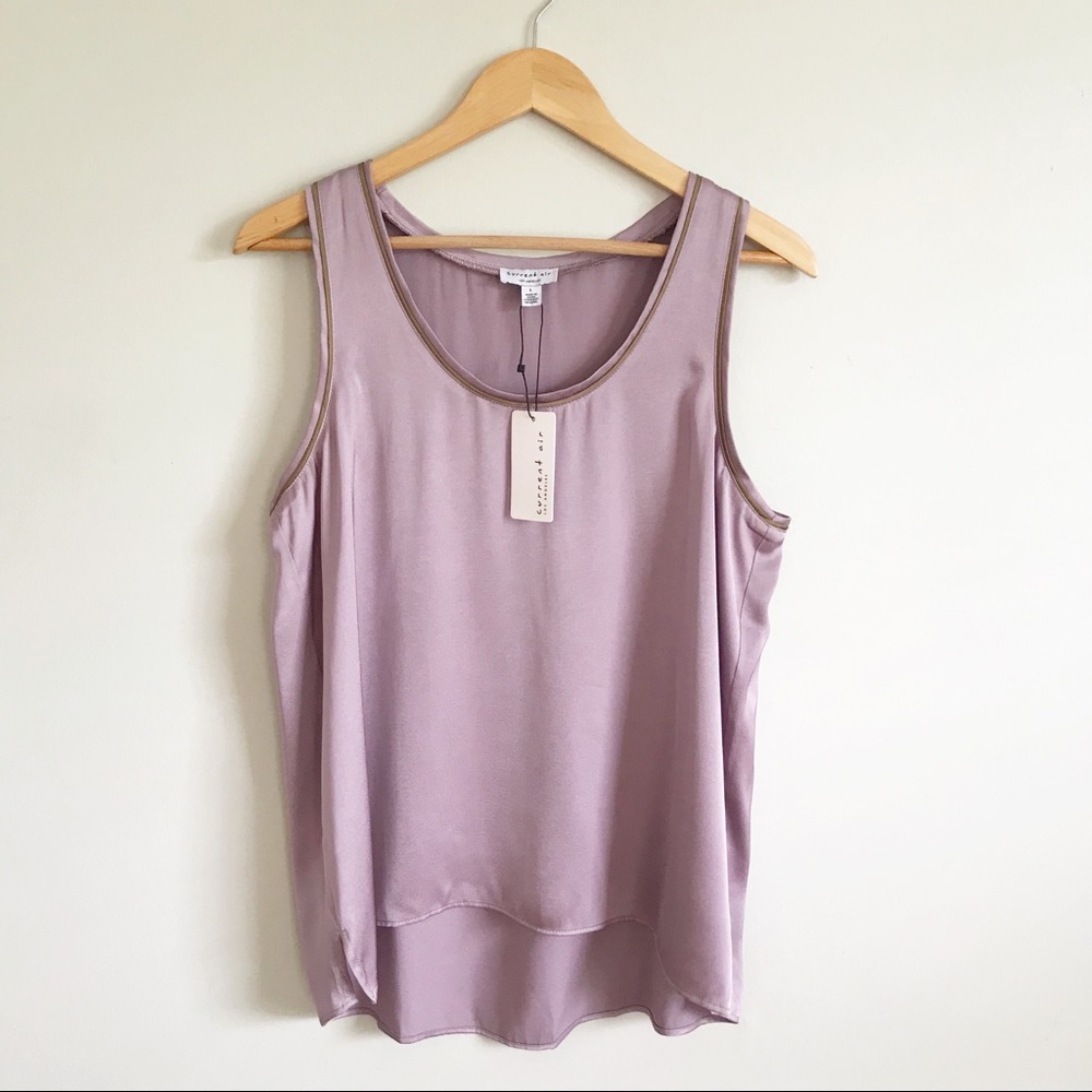 Current Air Los Angeles Lavender Purple Satin Sleeveless Blouse Tank Top w/ FLAW